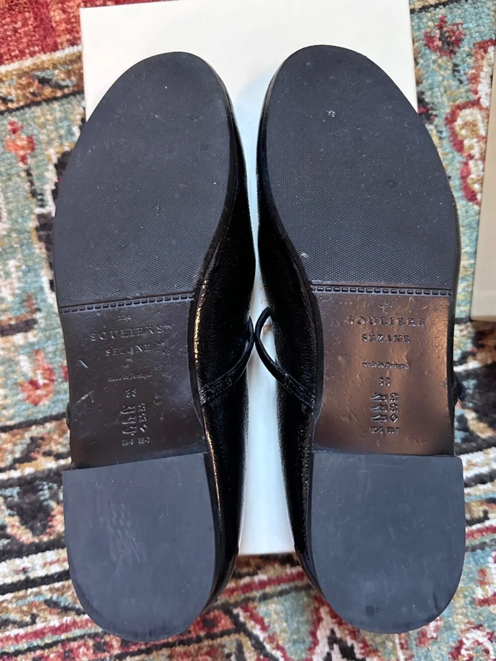 Sezane Méline Low Ballet Flats Patent Black - Size 7